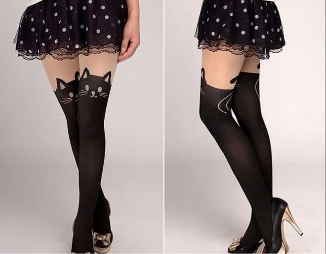 Harajuku Fake High Tube Cute Cat Pantyhose