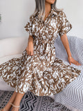V-neck Bohemian Long Short-sleeve Dress