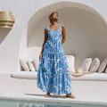 Womens Geometric Strap Bohemian Resort Maxi Dress
