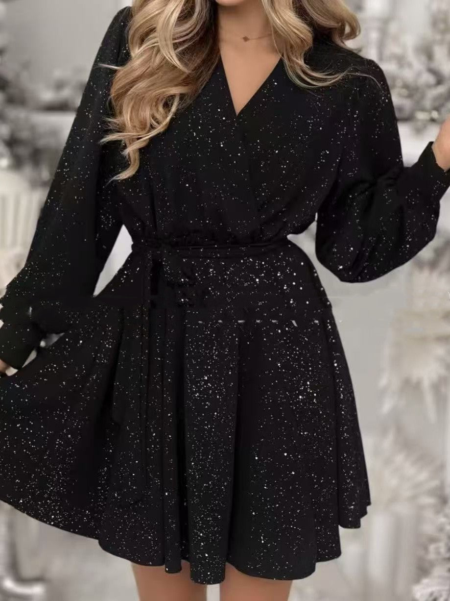 Slimming Waist-cinching Sequin Dress With An Elegant Vibe