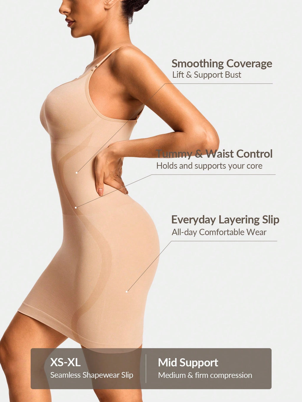 Seamless Shapewear Slip Dress - Tummy & Waist Control With Natural Curve Sculpting