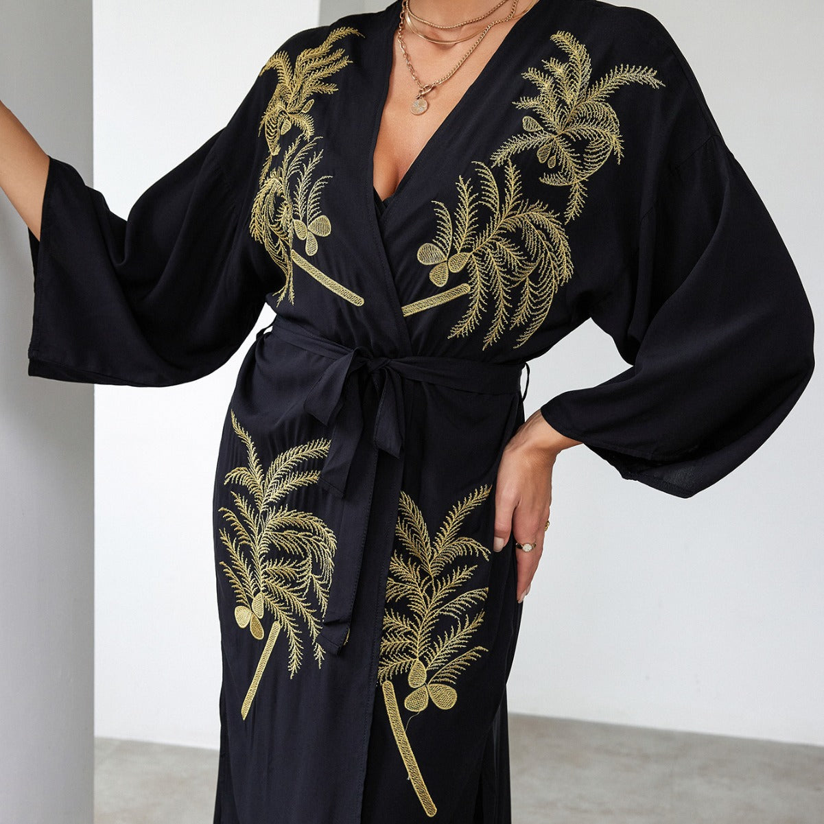 Womens Embroidered Beach Cover-Up Sun-Protective Cardigan Bikini