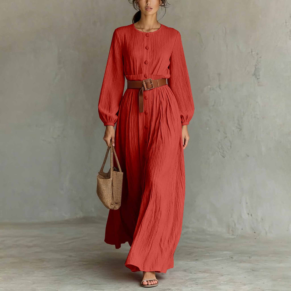 Elegant Long-sleeve Button-up Dressbestseller