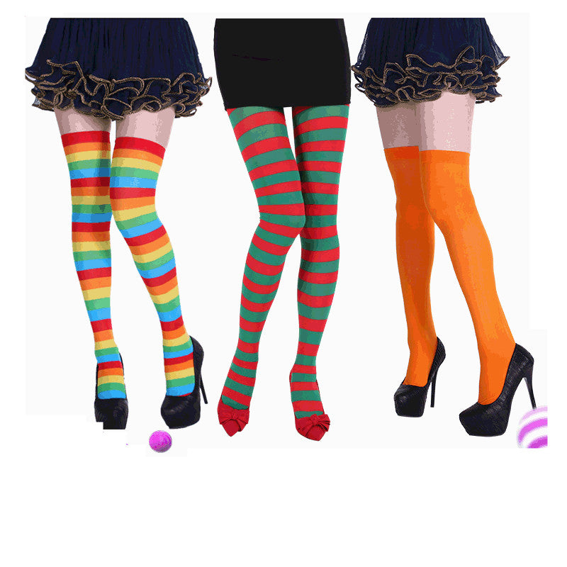 Rainbow Colorful Striped Stockings For Halloween Party