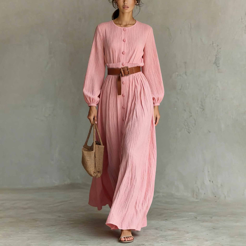 Elegant Long-sleeve Button-up Dressbestseller